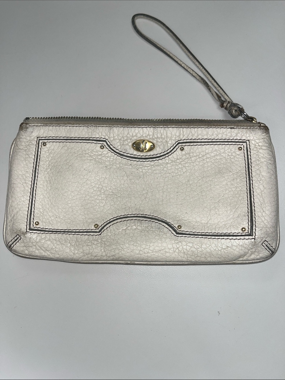 Cole Haan Pearl White Wallet / Wristlet with Gold Accents